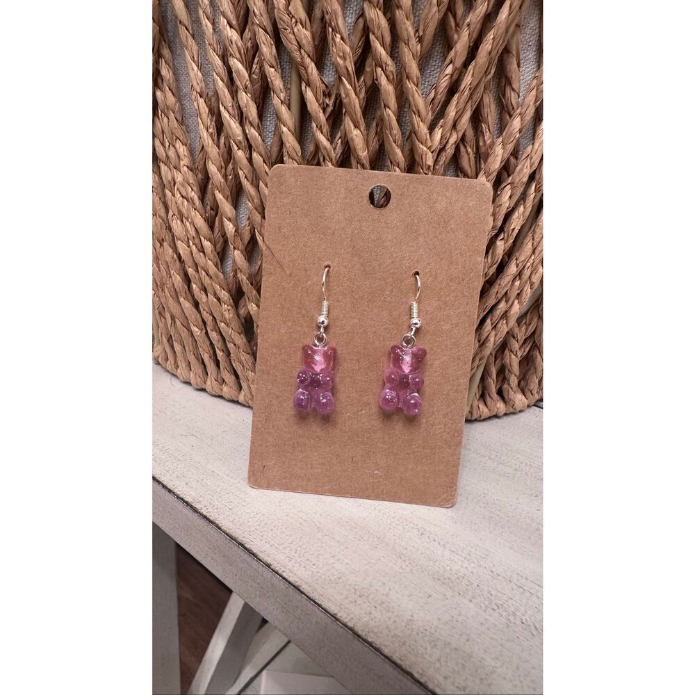 Purple 90’s Vibes Gummy Bear Dangle Drop Earrings New